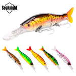Minnow 13.5g 100mm 0-1.2M Fishing Lure 5PCS Long Tongue 2 Sections Jointed Bait with Tail VMC Hooks