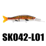 Minnow 13.5g 100mm 0-1.2M Fishing Lure 5PCS Long Tongue 2 Sections Jointed Bait with Tail VMC Hooks