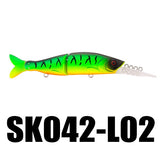 Minnow 13.5g 100mm 0-1.2M Fishing Lure 5PCS Long Tongue 2 Sections Jointed Bait with Tail VMC Hooks