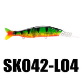 Minnow 13.5g 100mm 0-1.2M Fishing Lure 5PCS Long Tongue 2 Sections Jointed Bait with Tail VMC Hooks