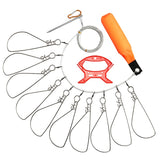 Fish Buckle Lock 4M/13FT Wire Rope Stainless Steel Live Fish Buckle Set